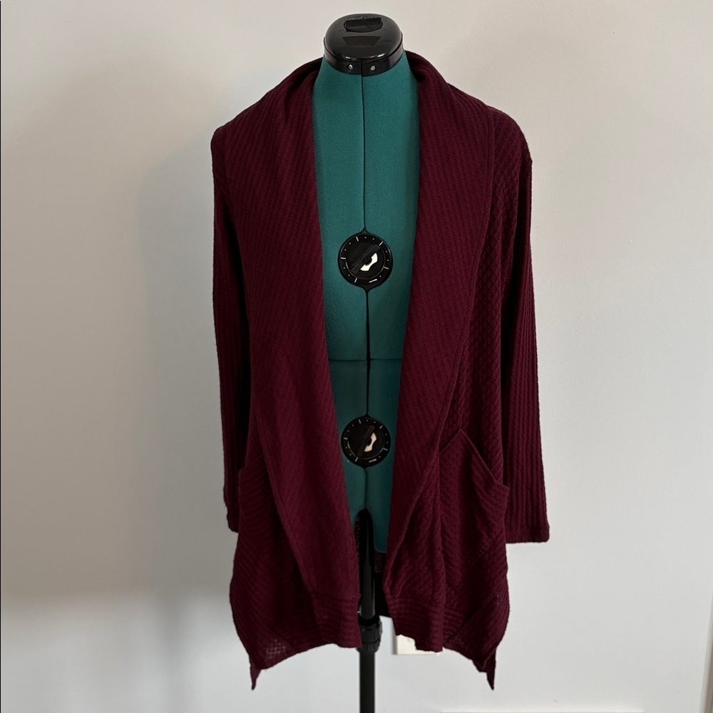 SYMPLI Deep Burgundy Open Cardigan